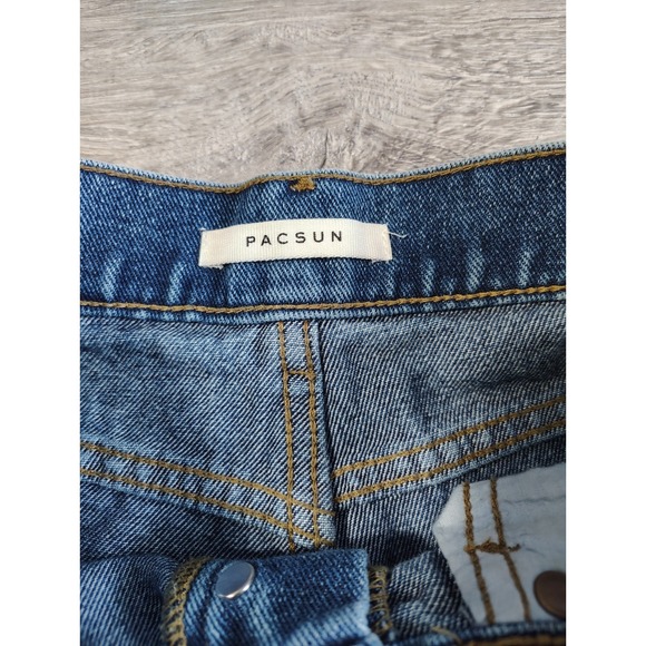 PacSun High Rise Icon Short Size 26 Raw Hem Embroidered Pocket‎ Button Fly - Picture 2 of 12